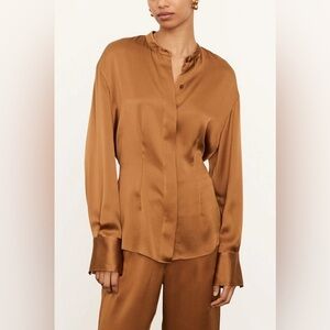 VINCE Bronze Silk Blouse XXL